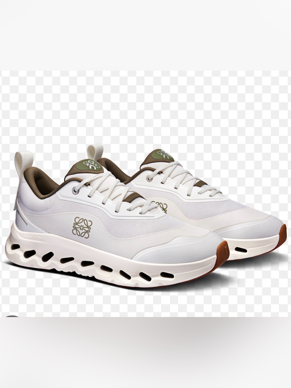 Loewe + On Cloudtilt 2.0 Classic Fresh Sneakers in White/Khaki Green